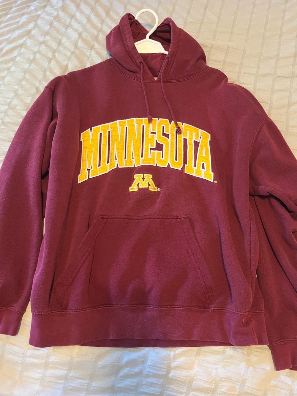 Minnesota Maroon Hooded Sweatshirt with Gold Lettering Medium